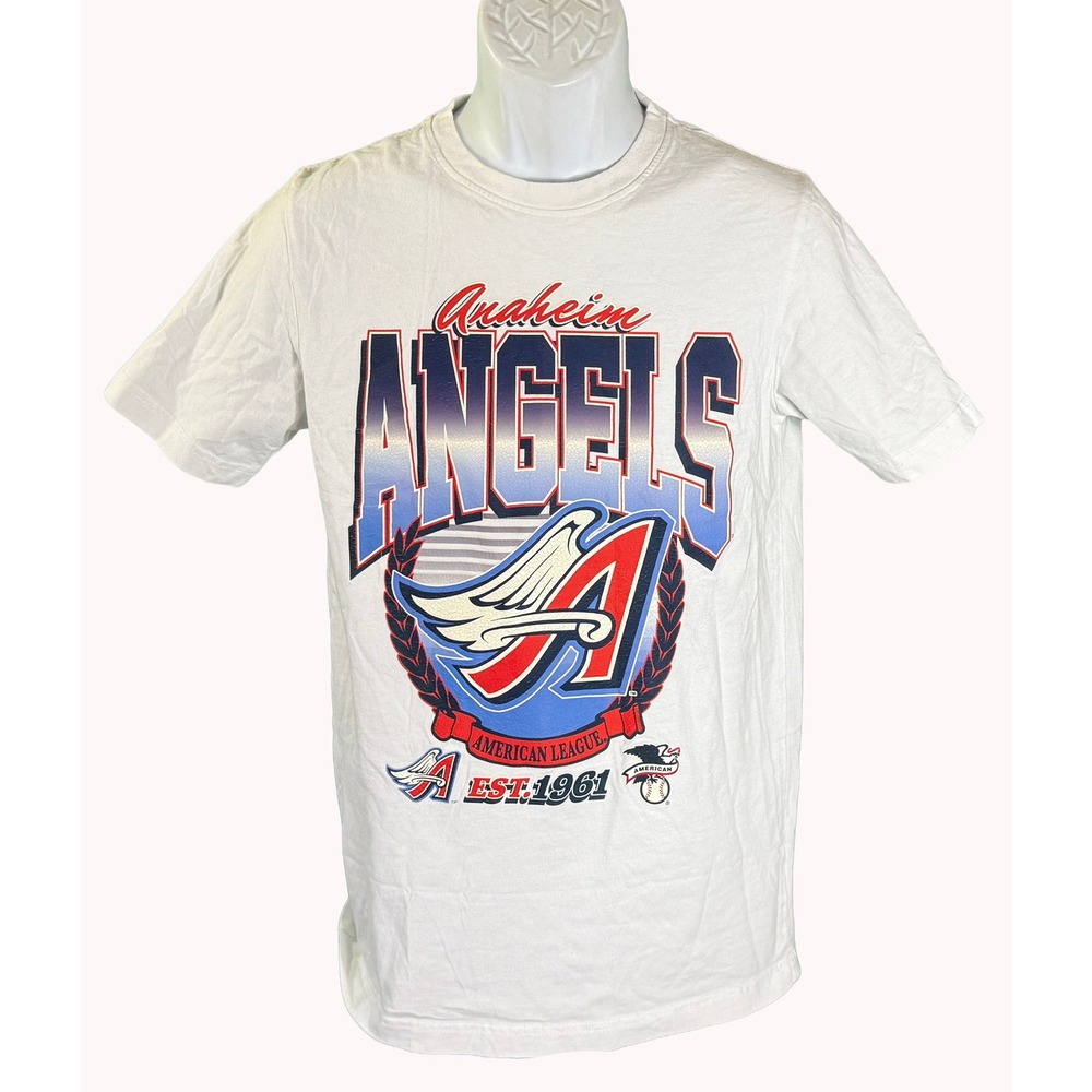 New Era Anaheim Angels T-Shirt Mens Small White Cooperstown Collection MLB 2023